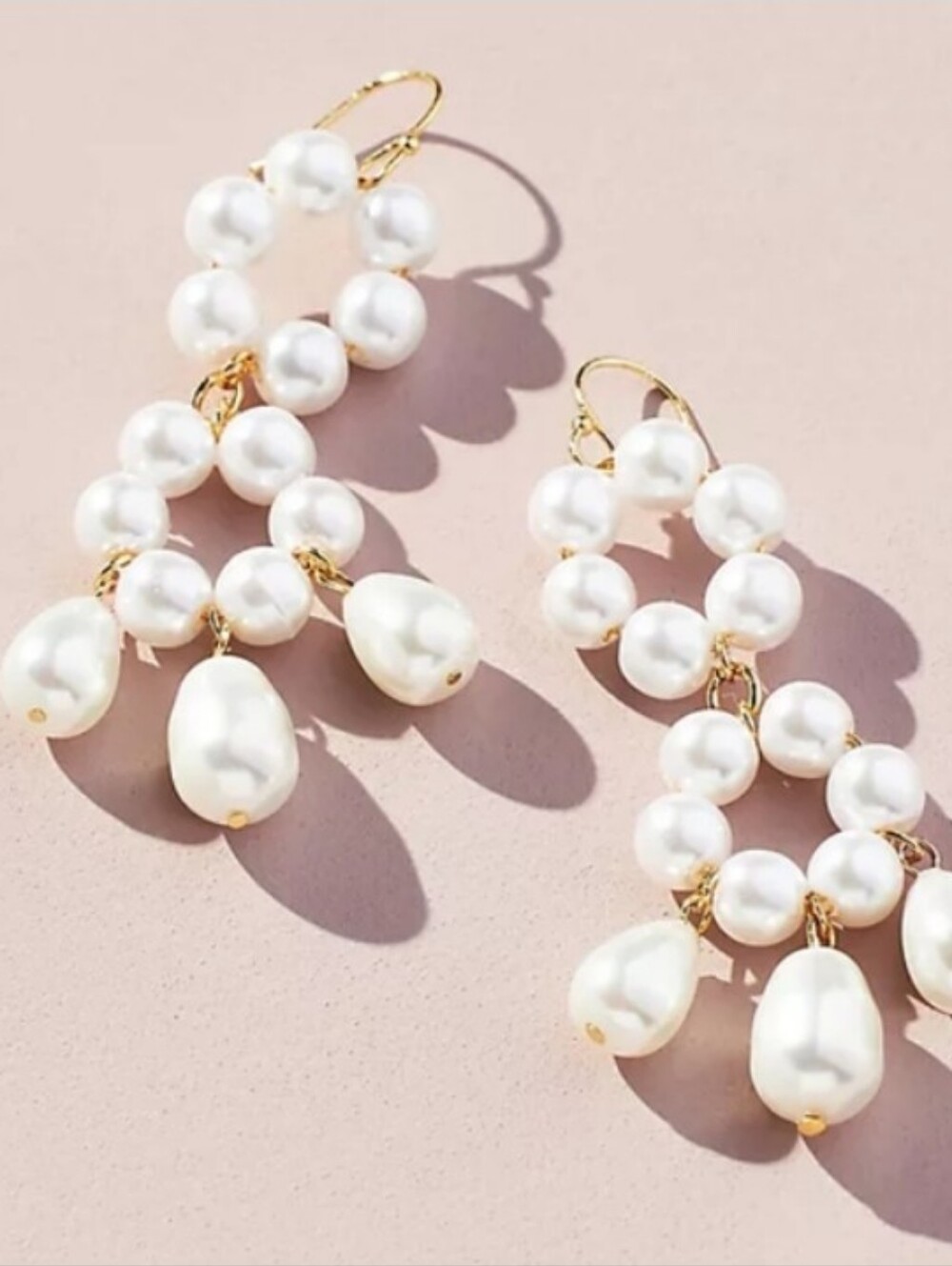 Anthropologie Double Hoop Pearl Earrings